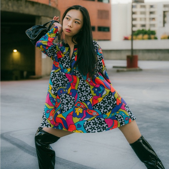 Vintage 90’s y2k dress by Traffic Jam made in USA 
quarter zip up dress/tunic - Picture 2 of 9